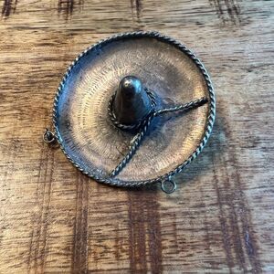 Vintage silver tone sombrero pin